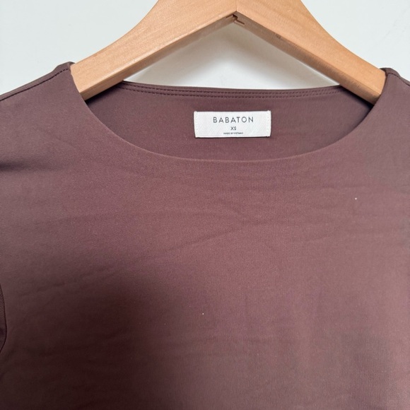 Babaton Aritzia Long Sleeve Bodysuit – Minimalist Brown Stretch Top Size XS - Picture 4 of 6